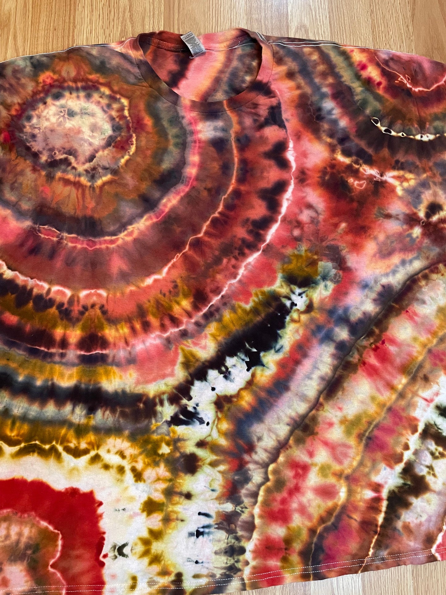 Red + Orange Tie Dye Tshirt | Size 3XL | Hand-Dyed | One Of A Kind
