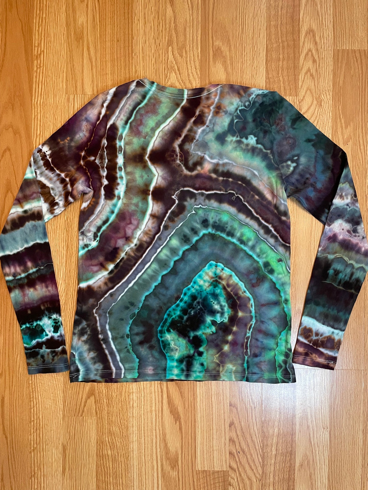 Emerald Long Sleeve Tie Dye Tshirt | Size Small | Hand-Dyed | One of a Kind