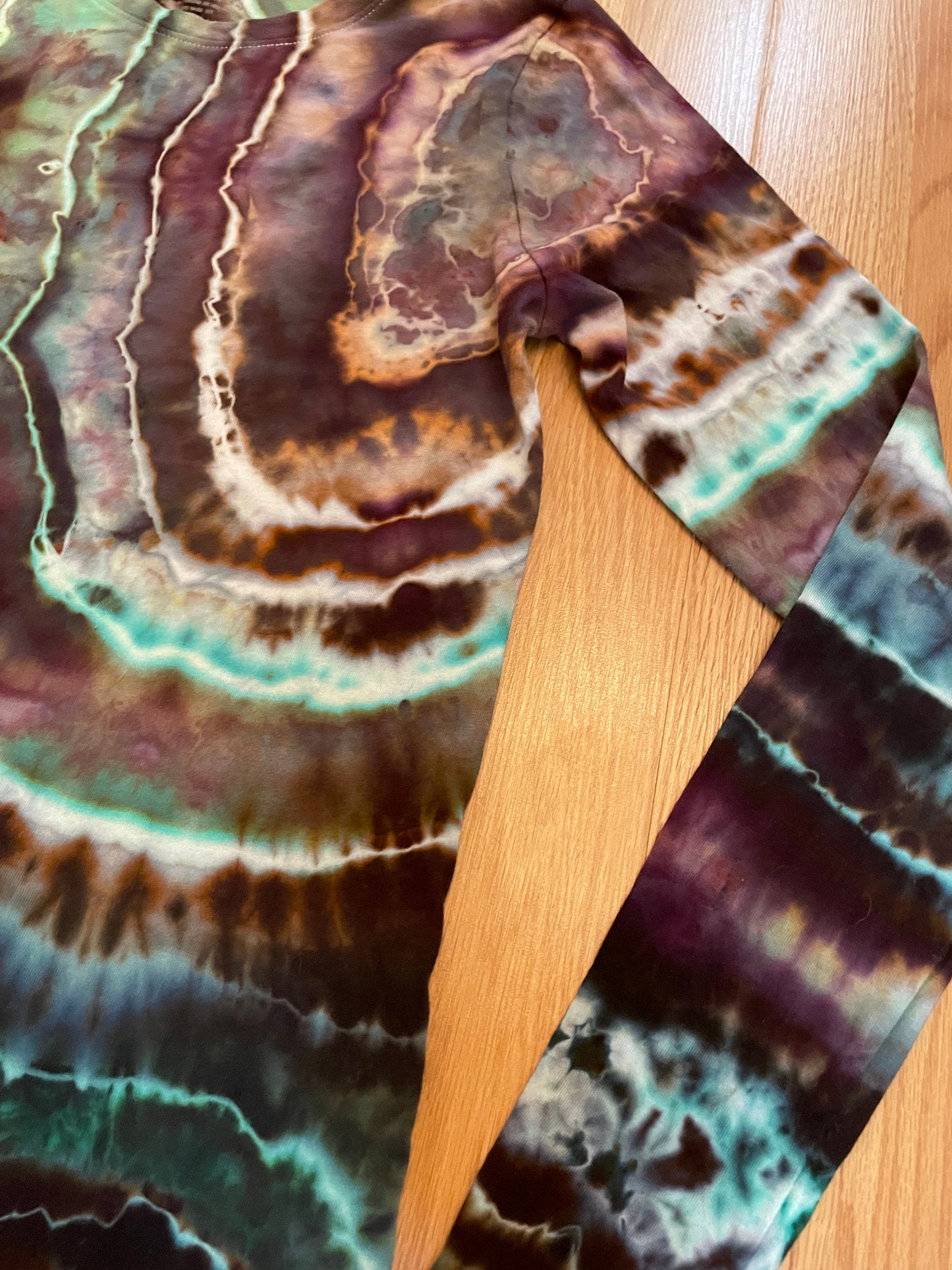 Emerald Long Sleeve Tie Dye Tshirt | Size Small | Hand-Dyed | One of a Kind