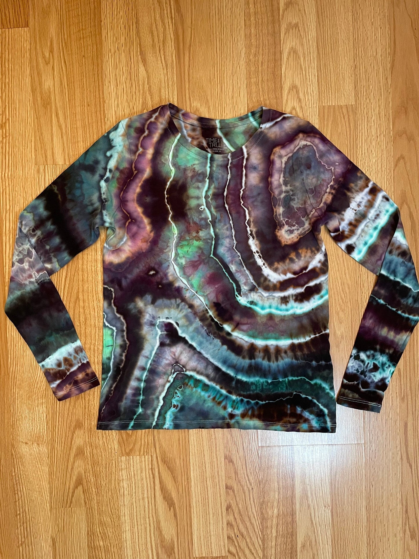 Emerald Long Sleeve Tie Dye Tshirt | Size Small | Hand-Dyed | One of a Kind