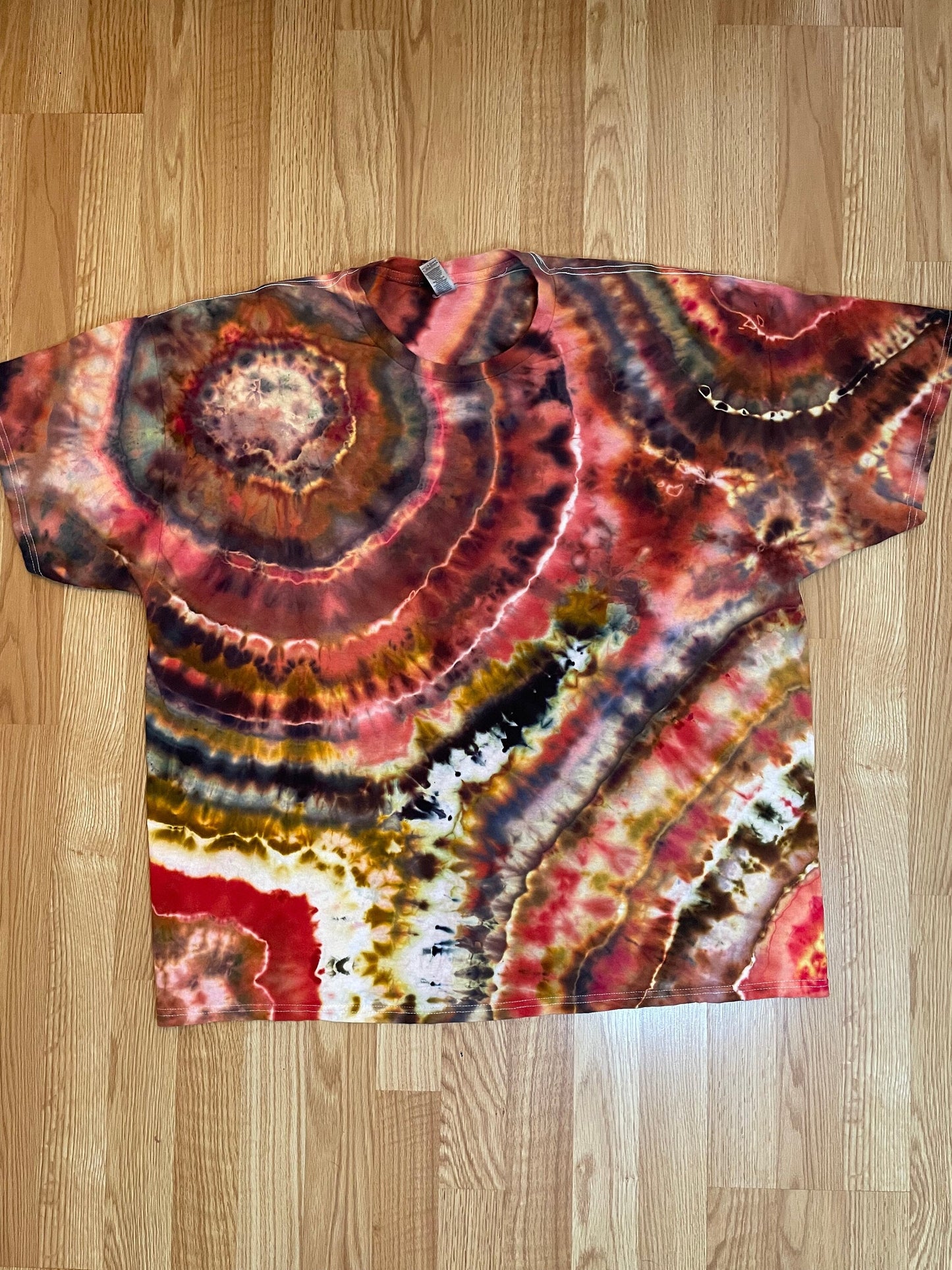Red + Orange Tie Dye Tshirt | Size 3XL | Hand-Dyed | One Of A Kind