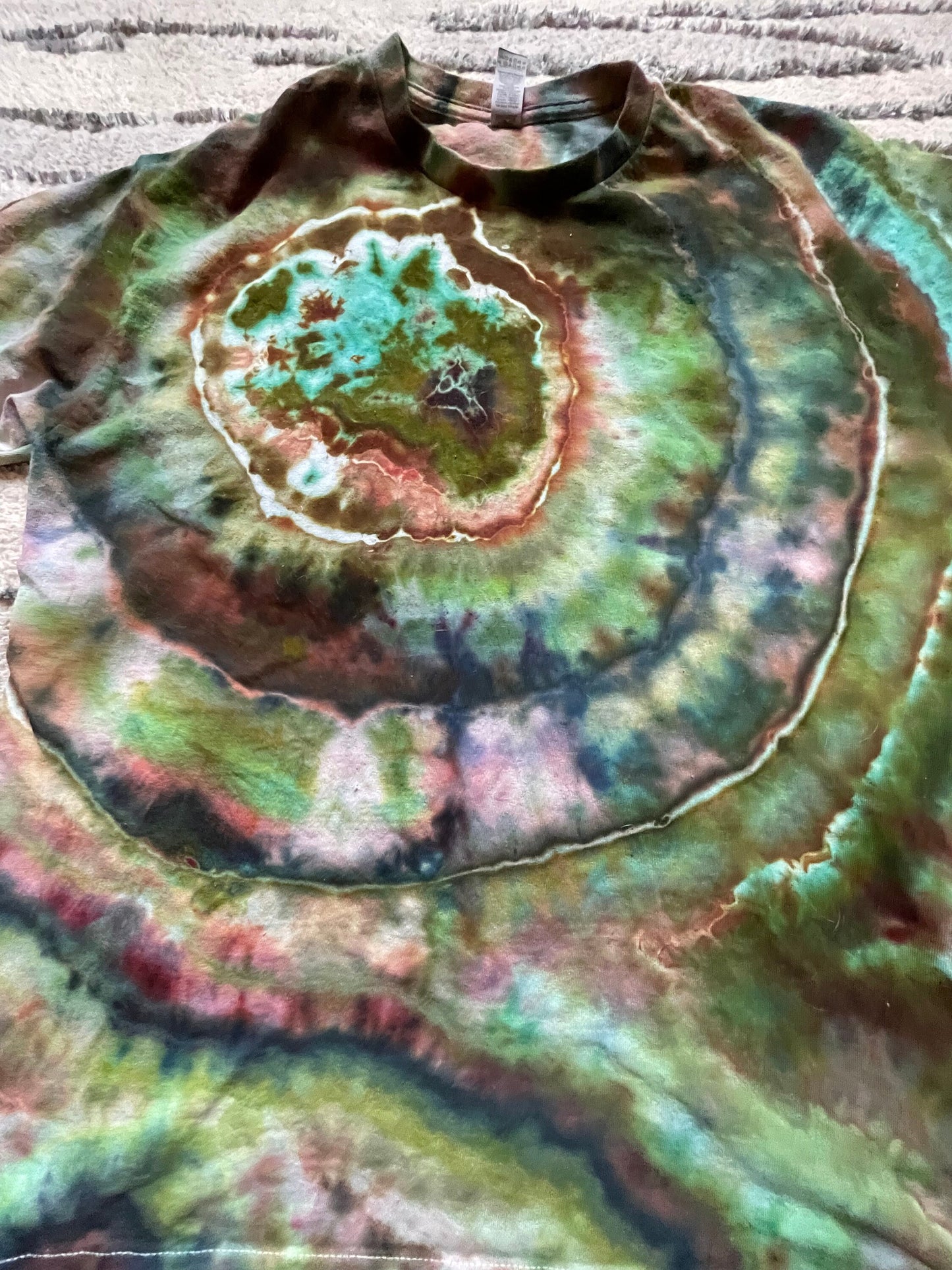 Green + Brown Tie Dye T-Shirt | Size Large | Hand-Dyed | One Of A Kind