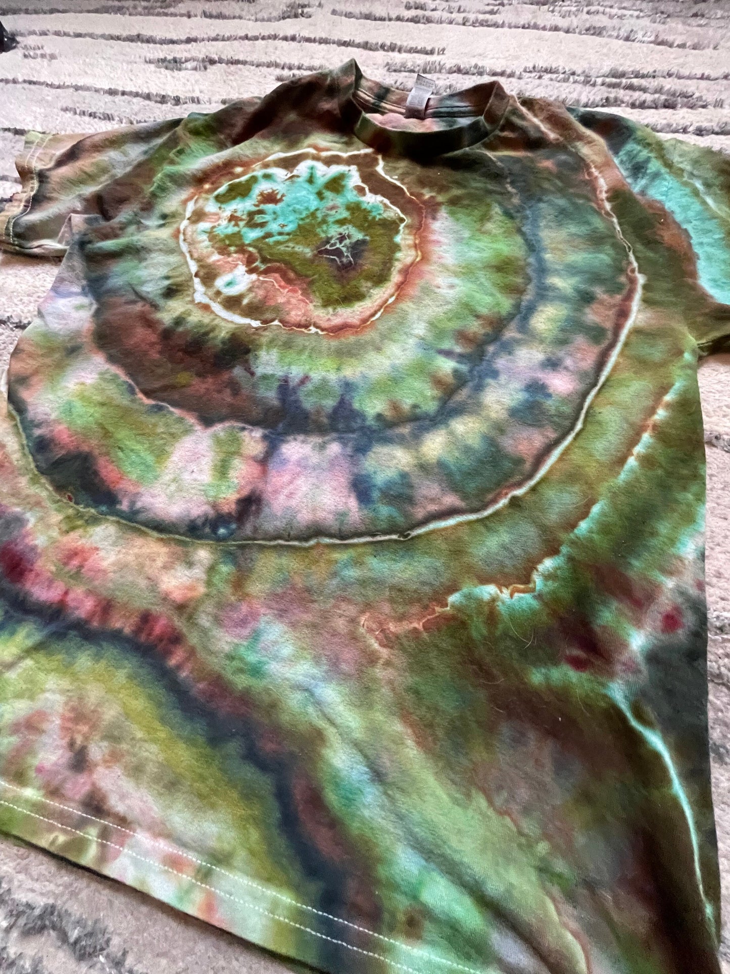 Green + Brown Tie Dye T-Shirt | Size Large | Hand-Dyed | One Of A Kind