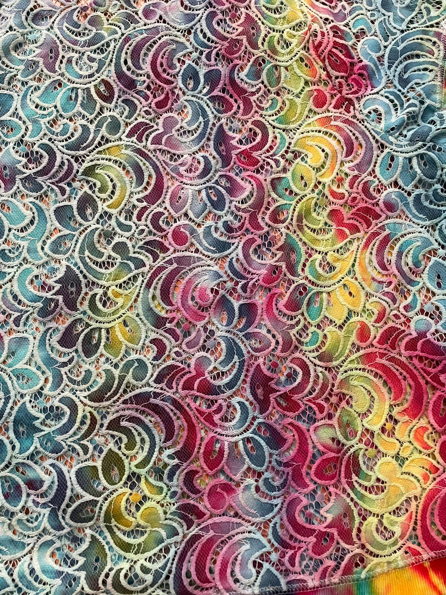 Upcycled Lace Short Sleeve Tie Dye Top | Size S/M | Hand Dyed | One Of A Kind