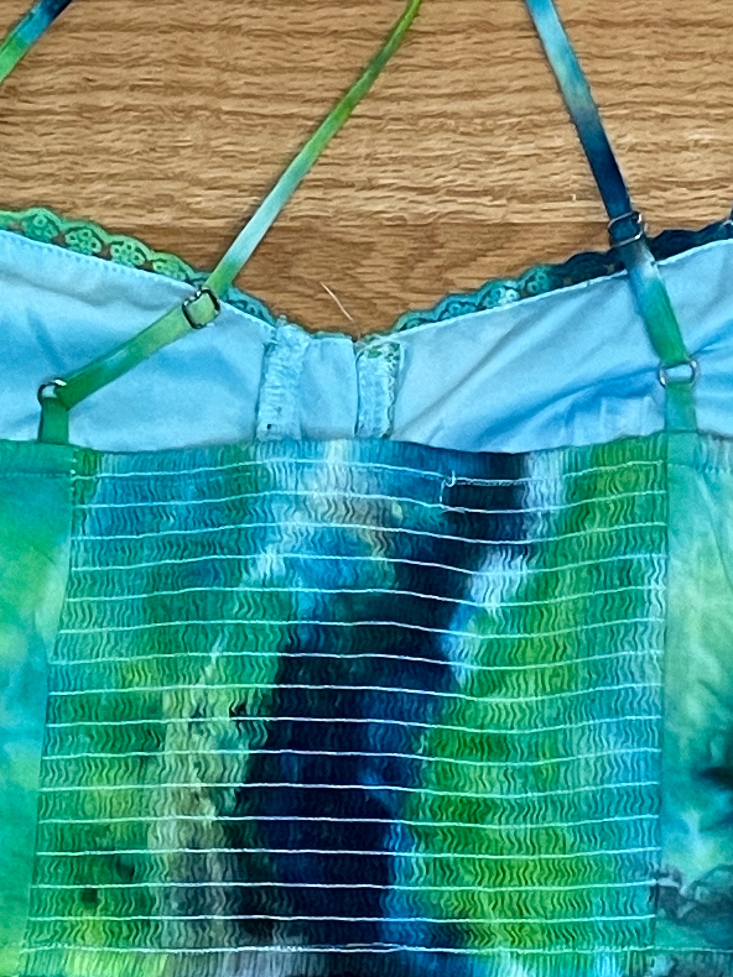 Blue + Green Peplum Tie Dye Tank Top | Size Medium | One Of A Kind