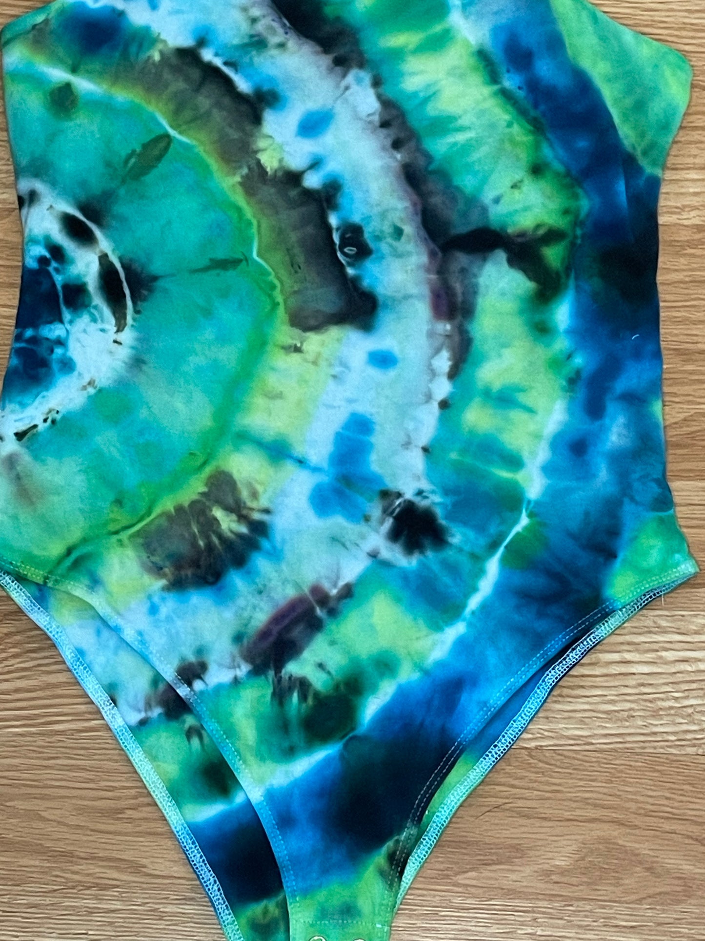 Blue + Green Tie Dye Body Suit | Size Small | One Of A Kind