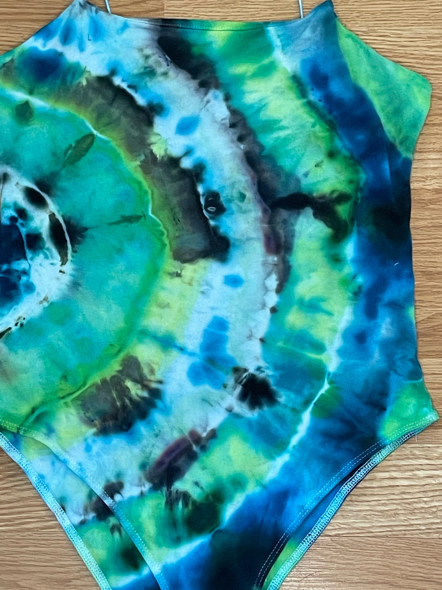 Blue + Green Tie Dye Body Suit | Size Small | One Of A Kind