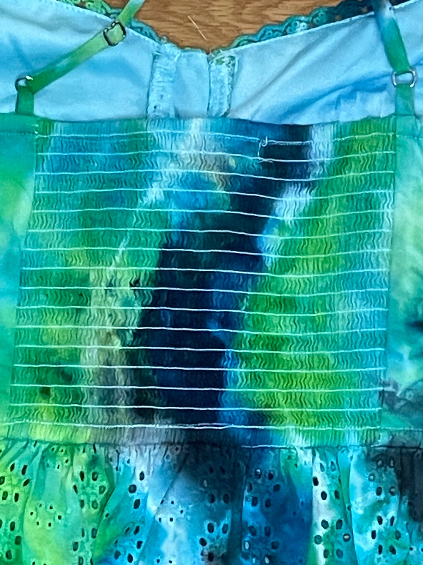 Blue + Green Peplum Tie Dye Tank Top | Size Medium | One Of A Kind