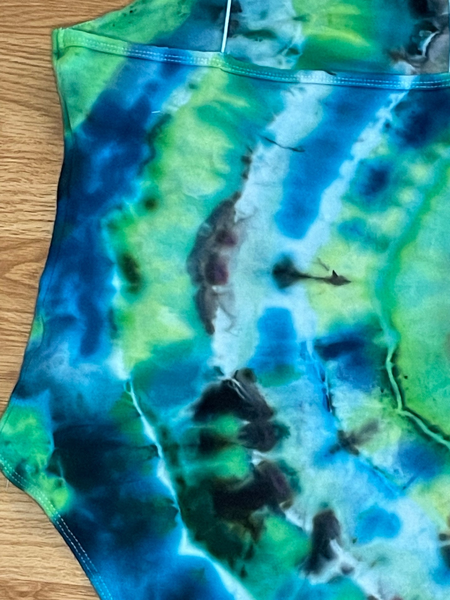 Blue + Green Tie Dye Body Suit | Size Small | One Of A Kind