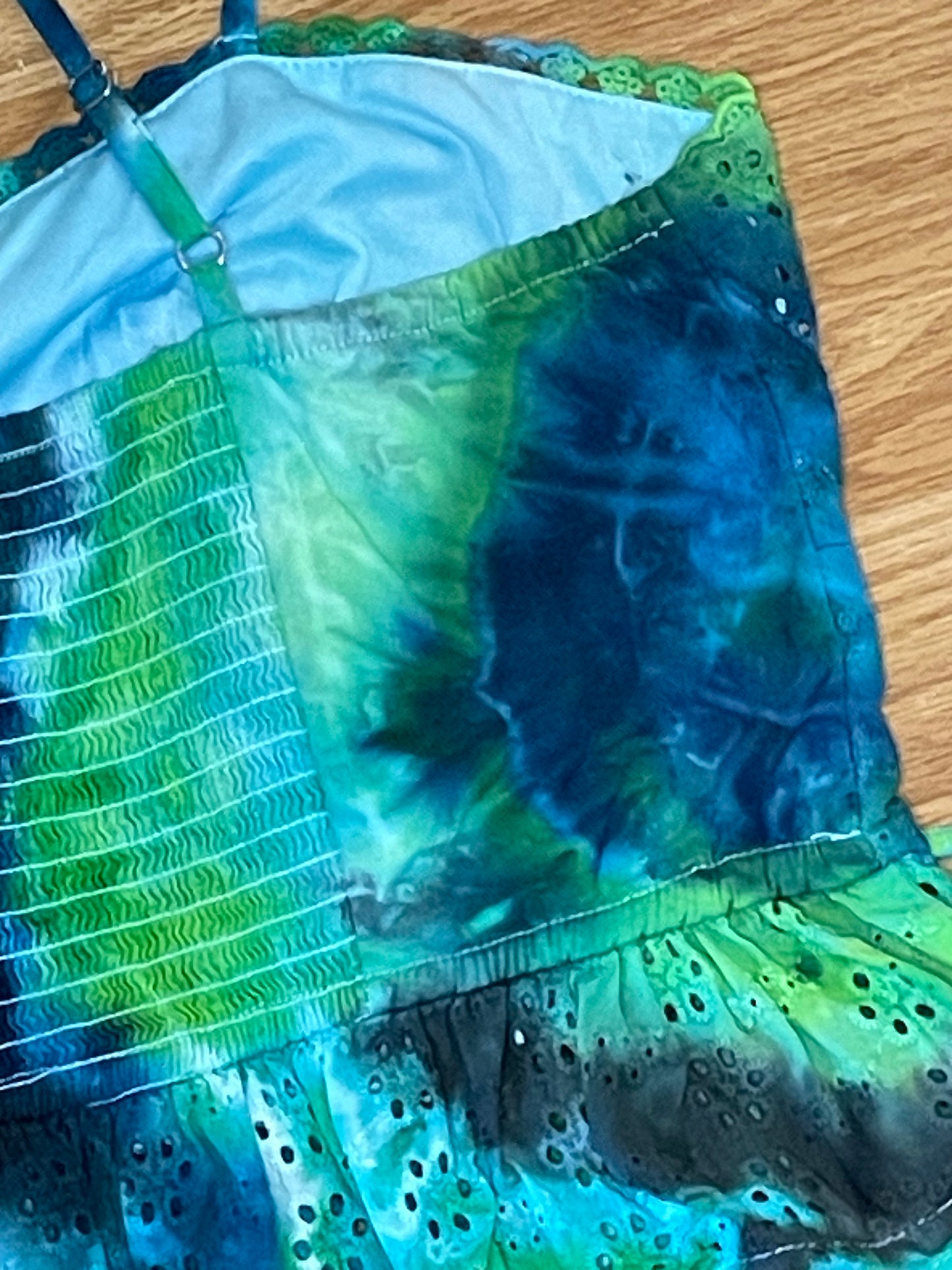 Blue + Green Peplum Tie Dye Tank Top | Size Medium | One Of A Kind