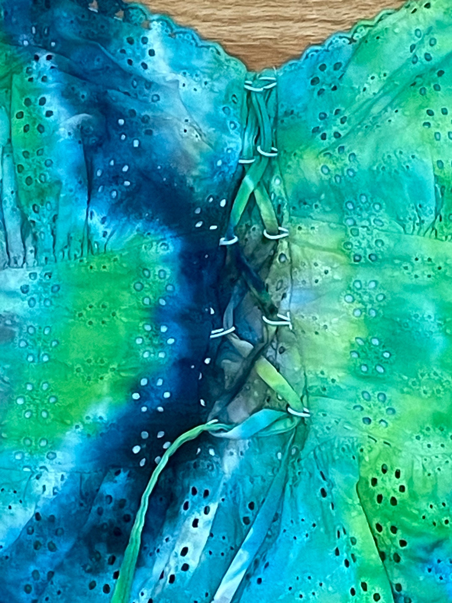 Blue + Green Peplum Tie Dye Tank Top | Size Medium | One Of A Kind