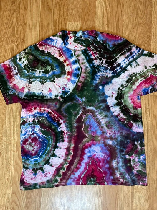 Green and Red Tie Dye T-Shirt | Size XL | Hand-Dyed | One Of A Kind