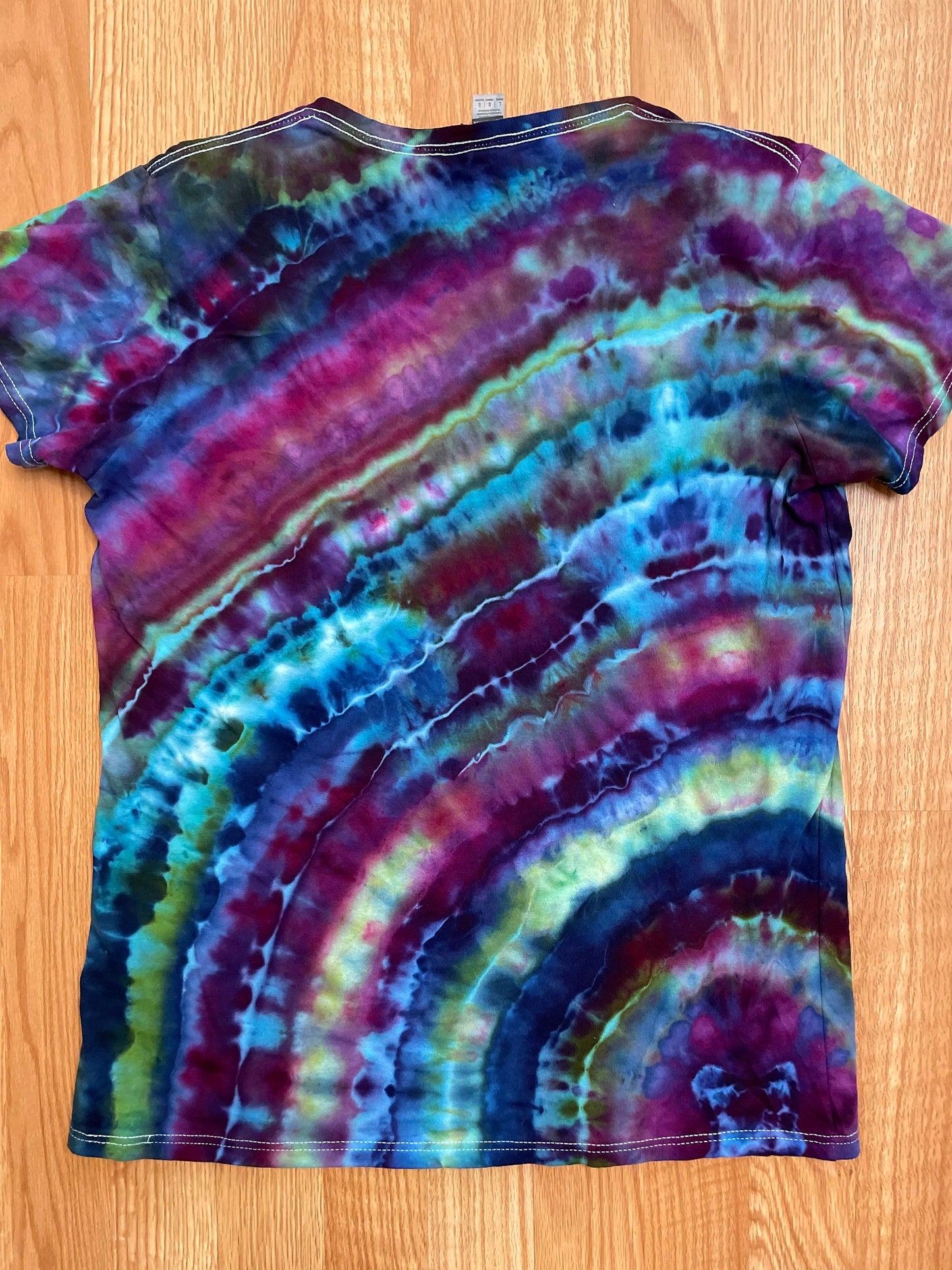 V-Neck Tie Dye Tshirt | Women’s Large | Hand-Dyed | One of a Kind