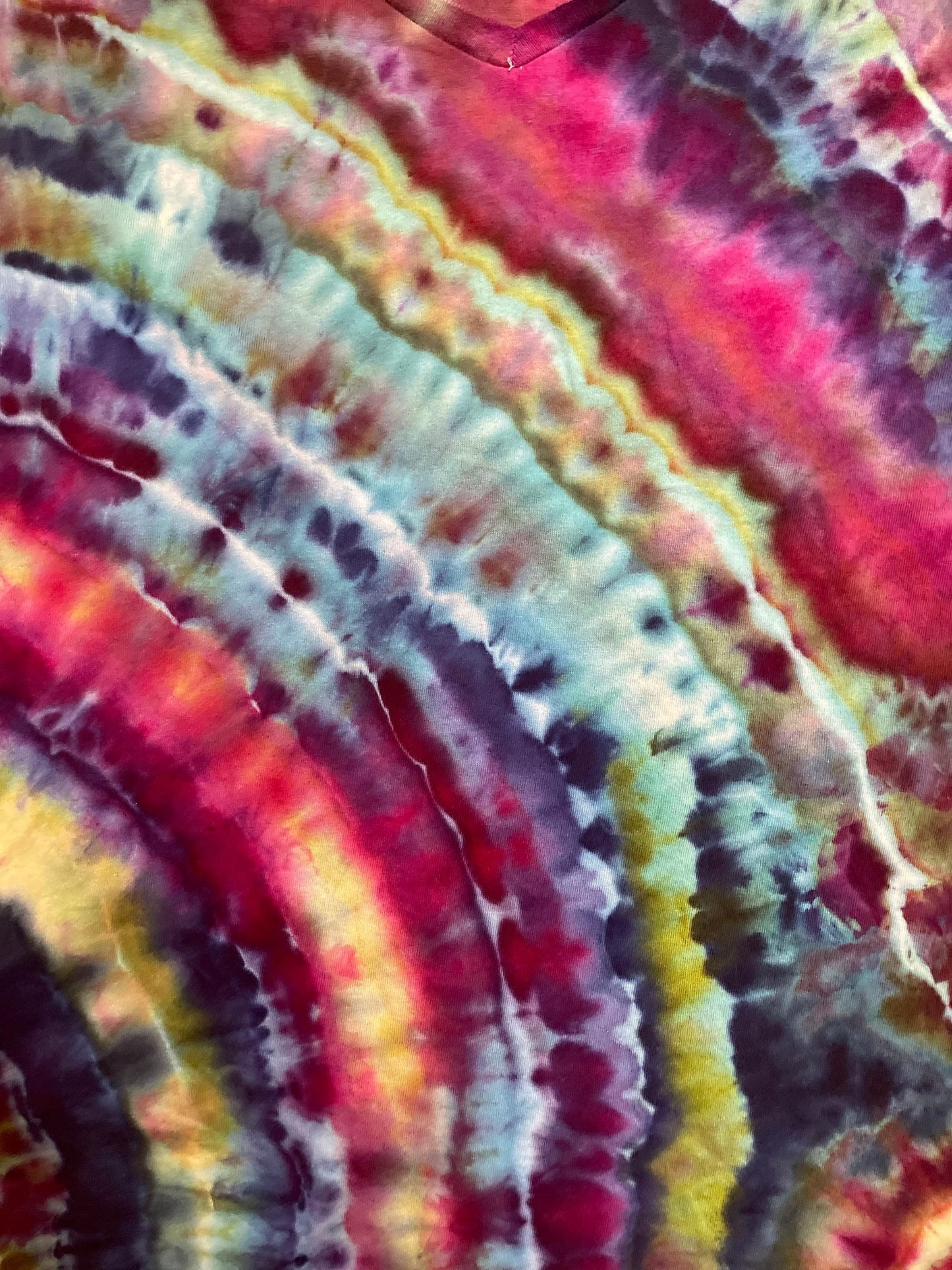 V-Neck Tie Dye Tshirt | Women’s Large | Hand-Dyed | One of a Kind