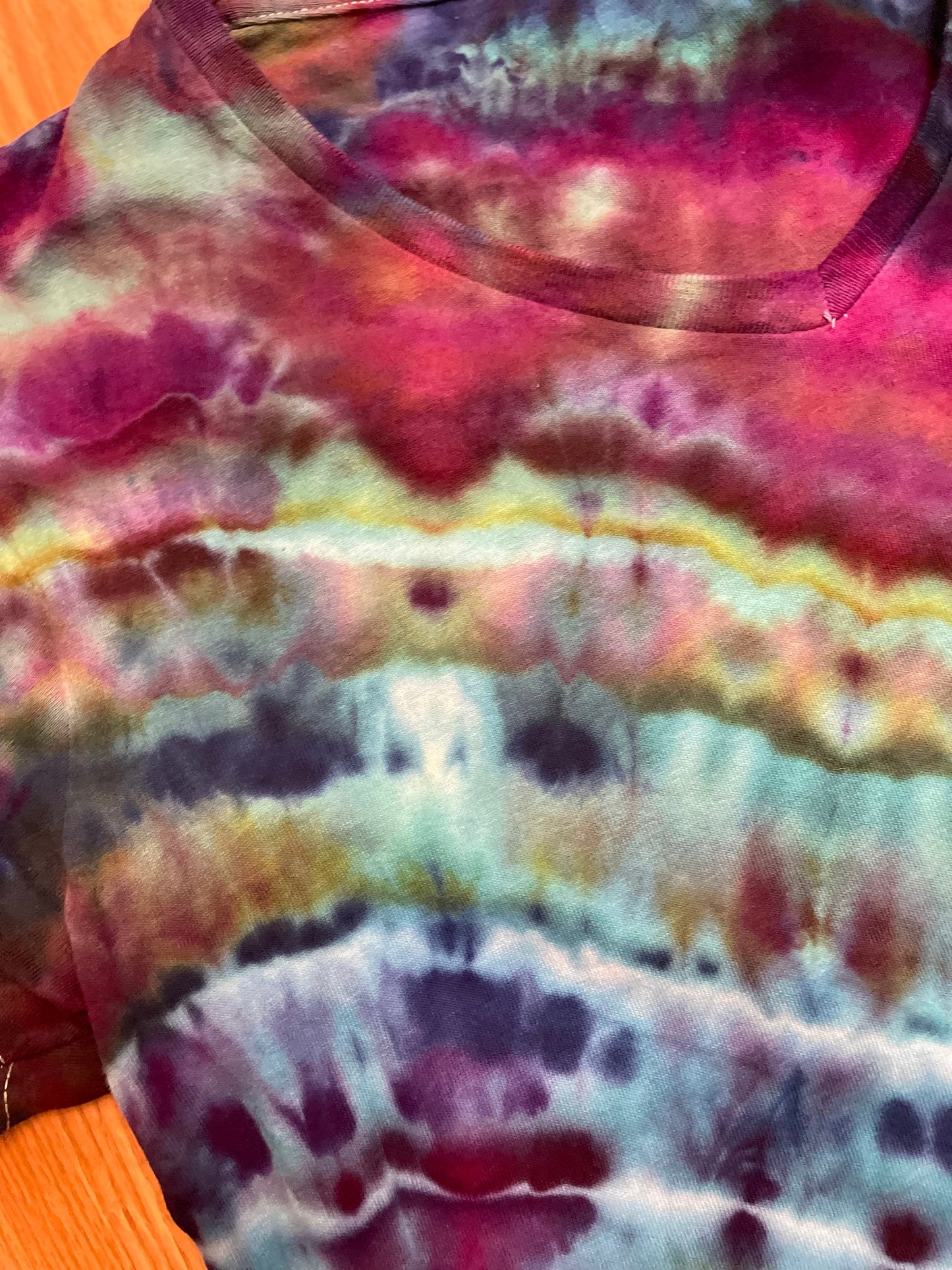 V-Neck Tie Dye Tshirt | Women’s Large | Hand-Dyed | One of a Kind