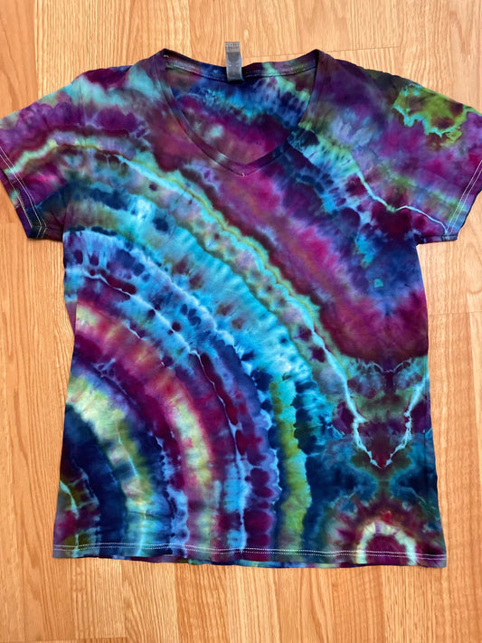 V-Neck Tie Dye Tshirt | Women’s Large | Hand-Dyed | One of a Kind