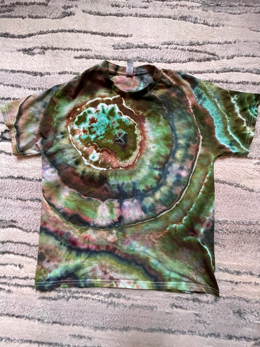 Green + Brown Tie Dye T-Shirt | Size Large | Hand-Dyed | One Of A Kind