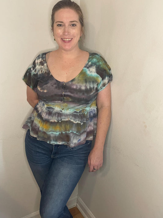 Upcycled Lucky Brand Tie Dye Top Size XS | Hand-Dyed One Of A Kind