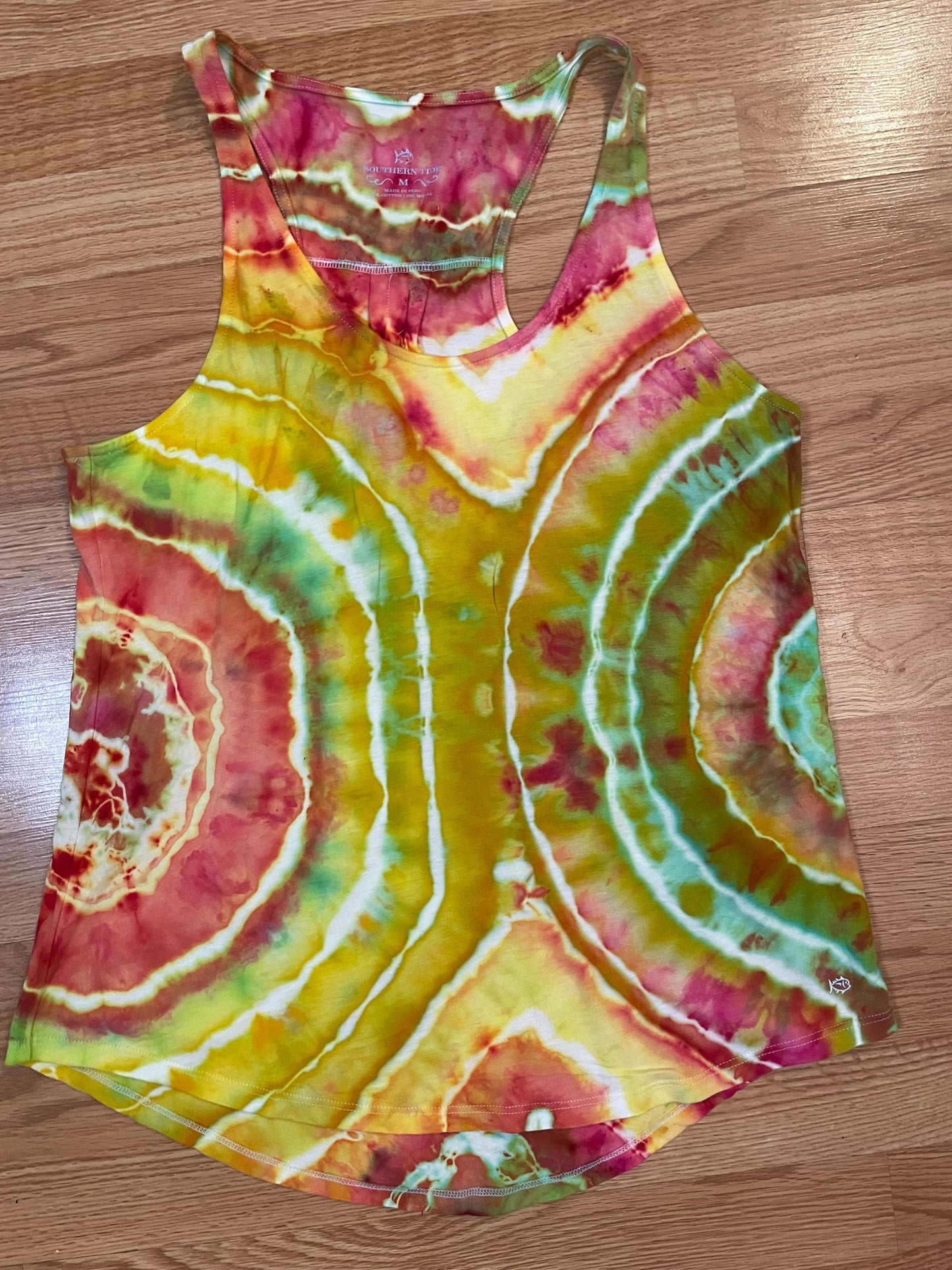 Upcycled Southern Tide Tie Dye Tank Top: Size Medium, Hand Dyed, One of a Kind