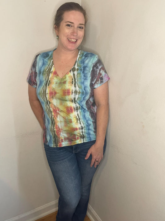 Upcycled Psychedelic Tie Dye Top: Size Small/Medium, Hand Dyed, One of a Kind