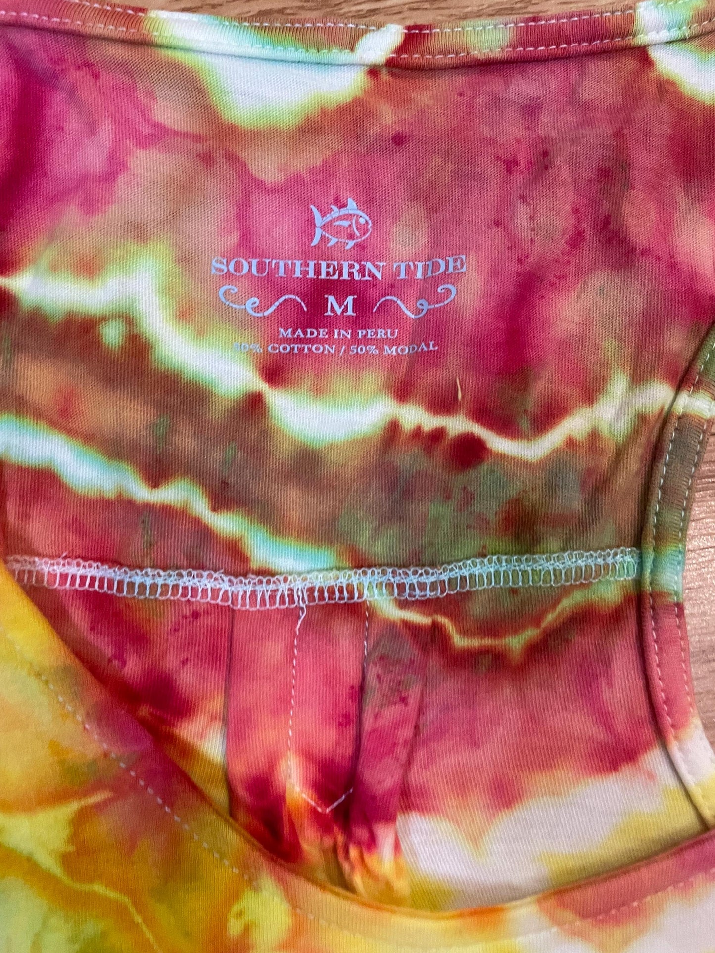 Upcycled Southern Tide Tie Dye Tank Top: Size Medium, Hand Dyed, One of a Kind