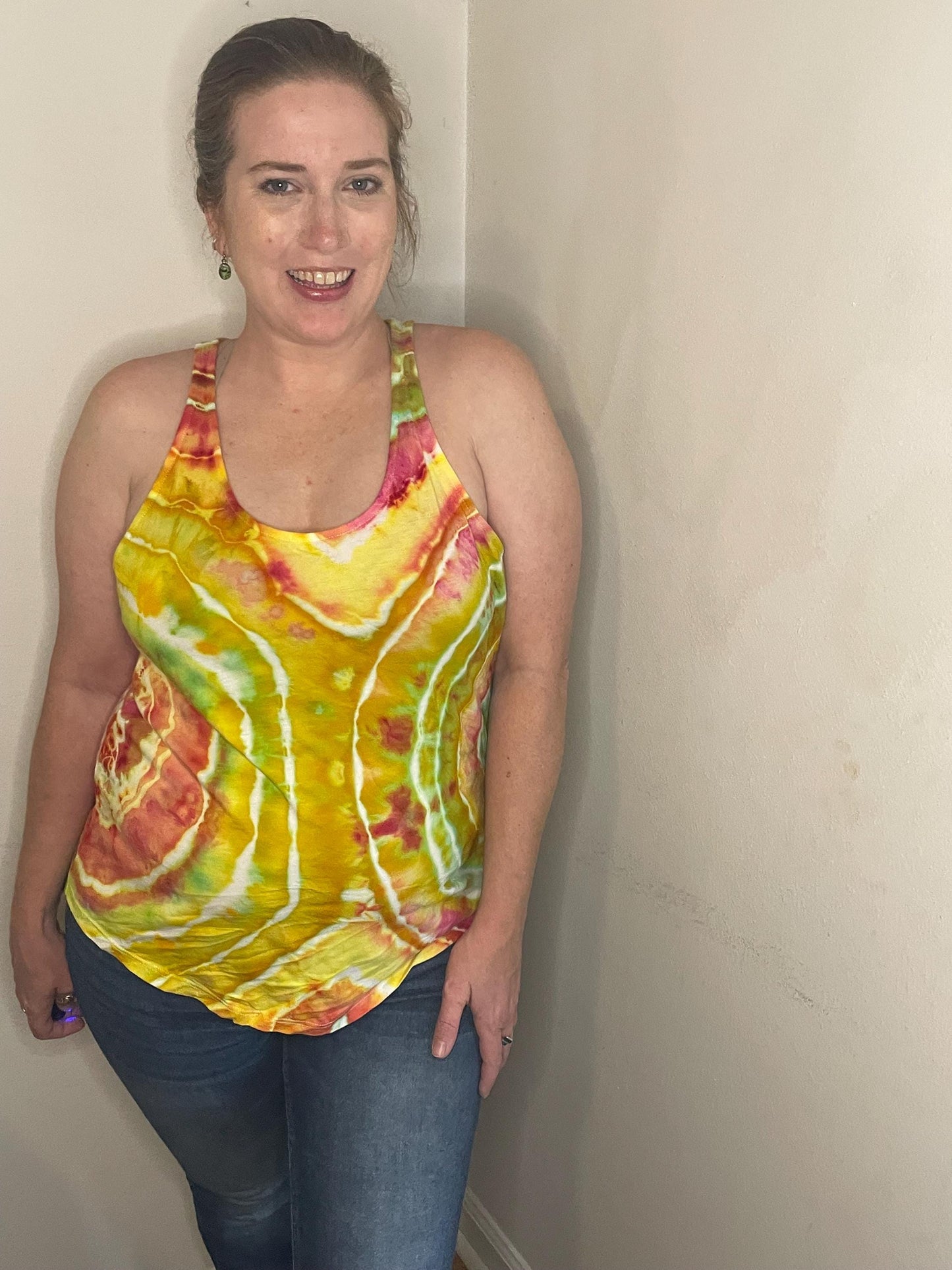 Upcycled Southern Tide Tie Dye Tank Top: Size Medium, Hand Dyed, One of a Kind