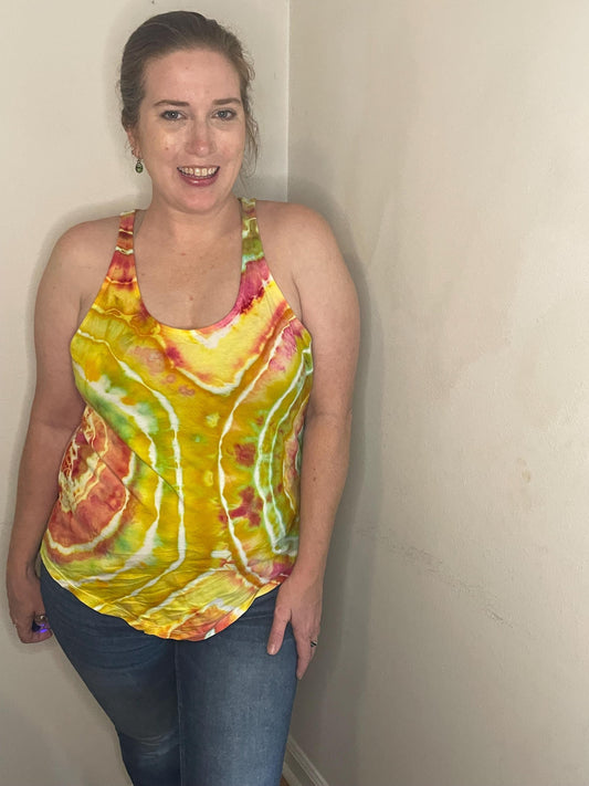 Upcycled Southern Tide Tie Dye Tank Top: Size Medium, Hand Dyed, One of a Kind