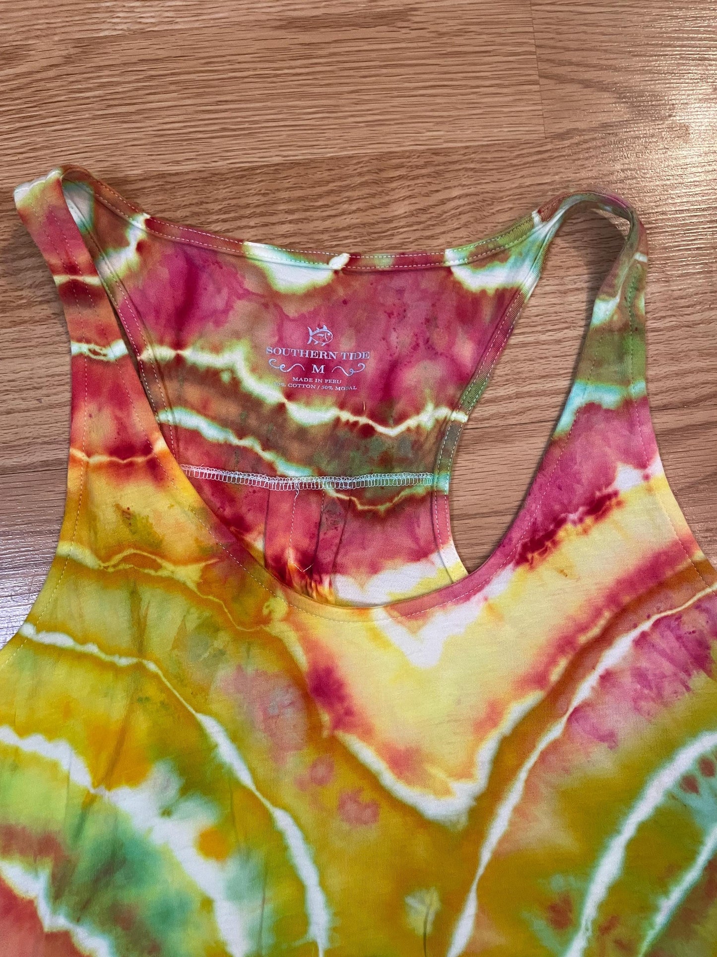 Upcycled Southern Tide Tie Dye Tank Top: Size Medium, Hand Dyed, One of a Kind