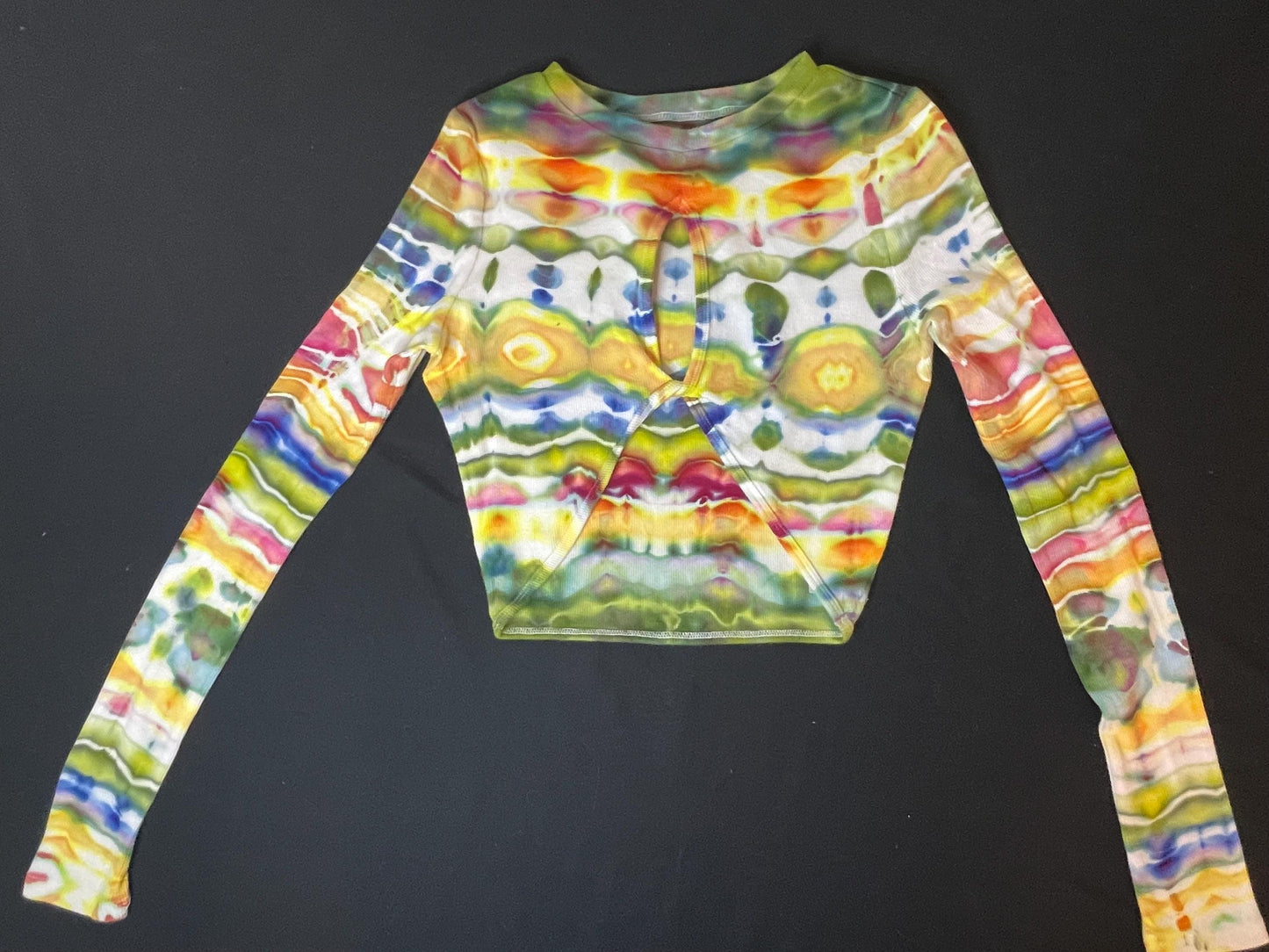 Upcycled Aeropostale Tie Dye Crop Top: Size XS, Long Sleeve, Hand-Dyed, One Of A Kind