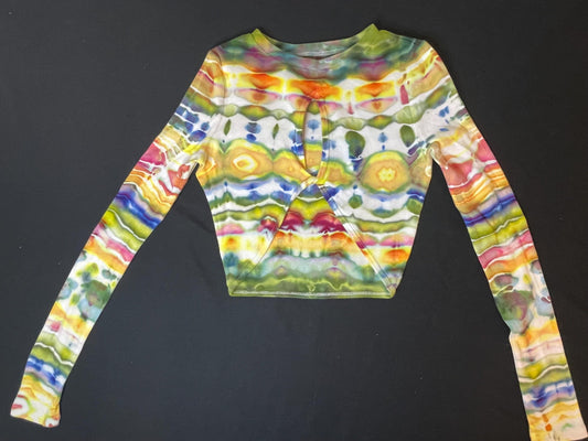 Upcycled Aeropostale Tie Dye Crop Top: Size XS, Long Sleeve, Hand-Dyed, One Of A Kind