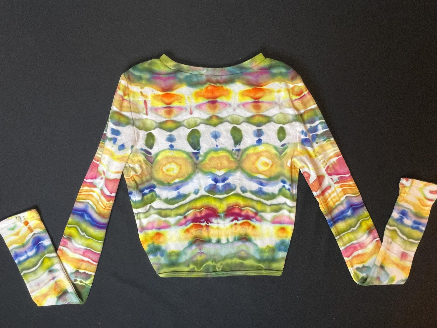 Upcycled Aeropostale Tie Dye Crop Top: Size XS, Long Sleeve, Hand-Dyed, One Of A Kind